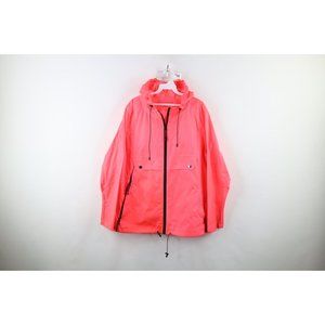 Ilse Jacobsen Hornbaek Womens 44 Distressed Packable Hooded Raincoat Jacket Pink